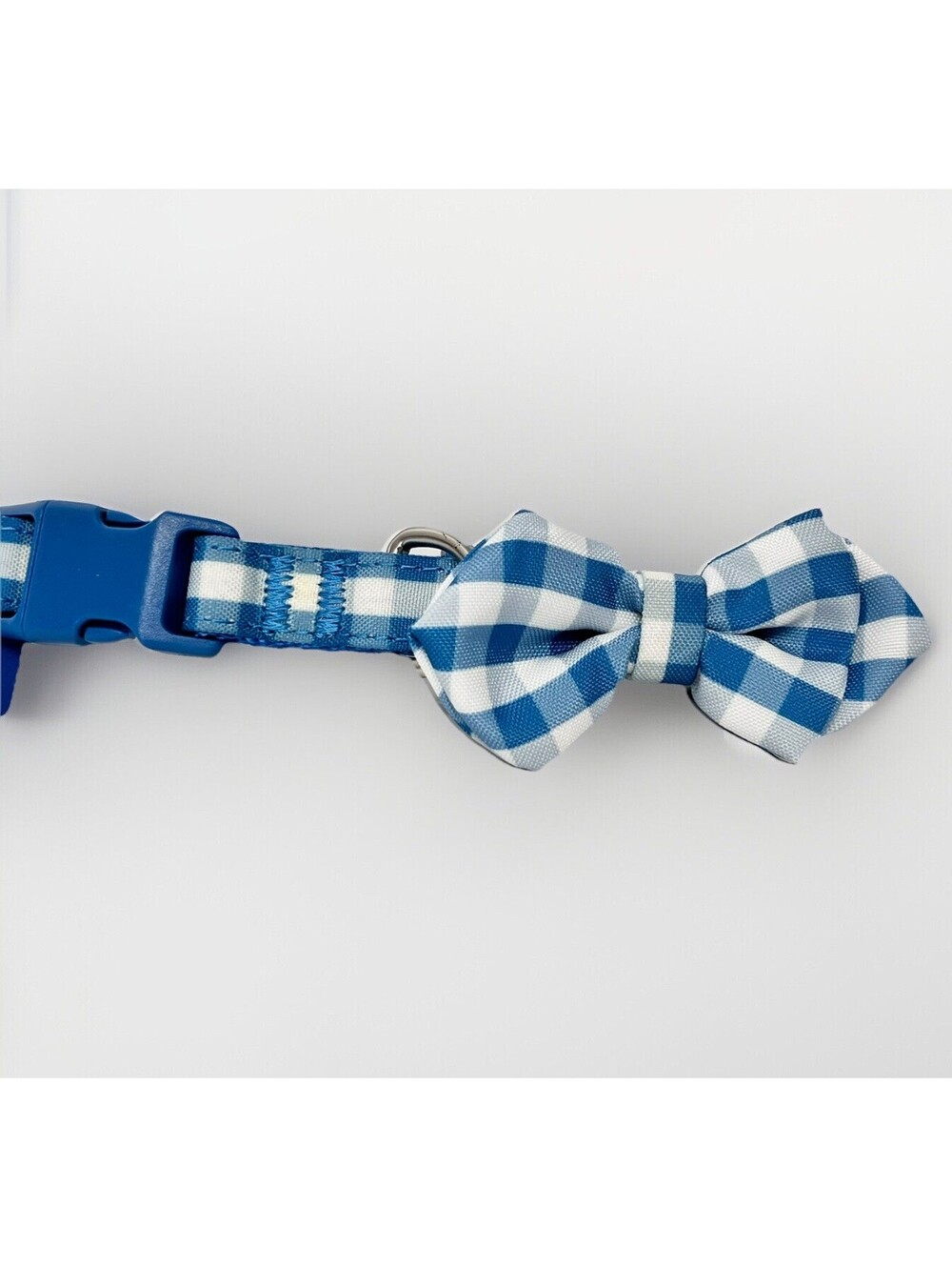NWT Top Paw (S) Blue White Plaid Puppy Dog Collar with Bow Tie Cute New